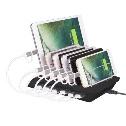 6-Port 60W USB Charger with QC 3.0 Smart IC Tech Fast Charger for iPhone 8/7/6s/Plus Samsung Xiaomi