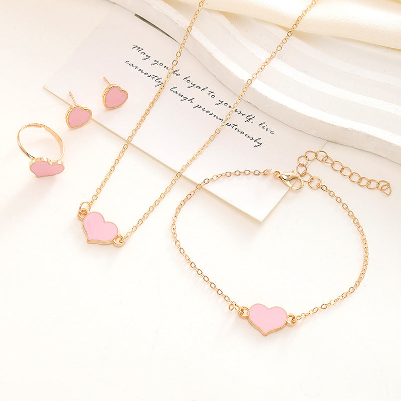 Suit Heart Necklace Set