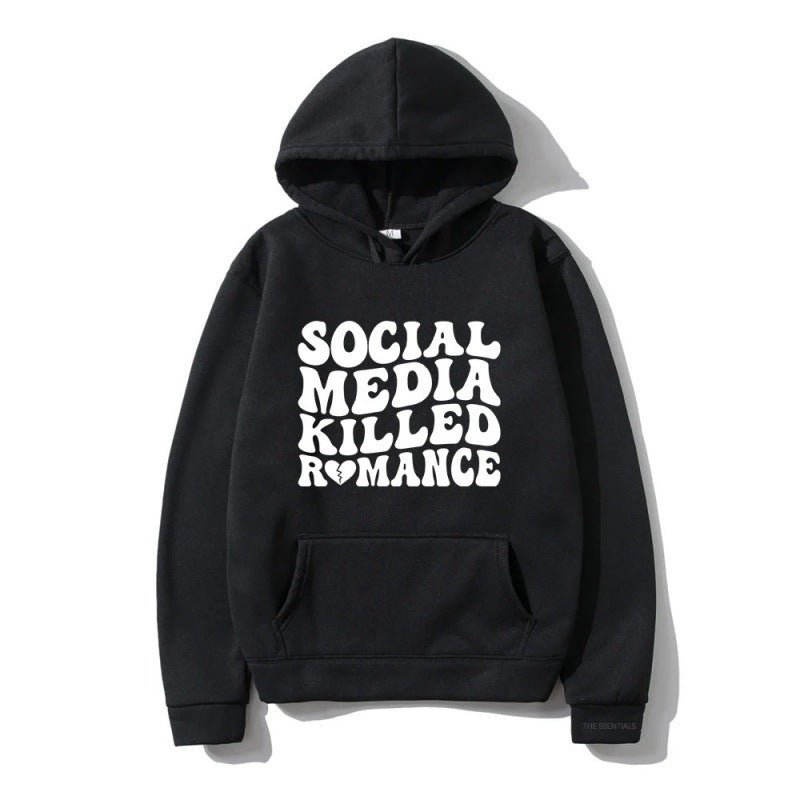 Spring Letter Pattern Printed Hoodie Long Sleeve Casual Coat Top