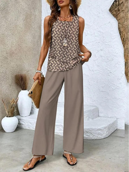 Double-layer Vest And Loose Straight Pants Womens
