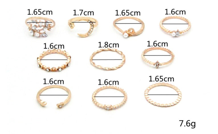 Bohemian 10-Piece Ring Set