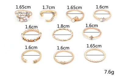 Bohemian 10-Piece Ring Set