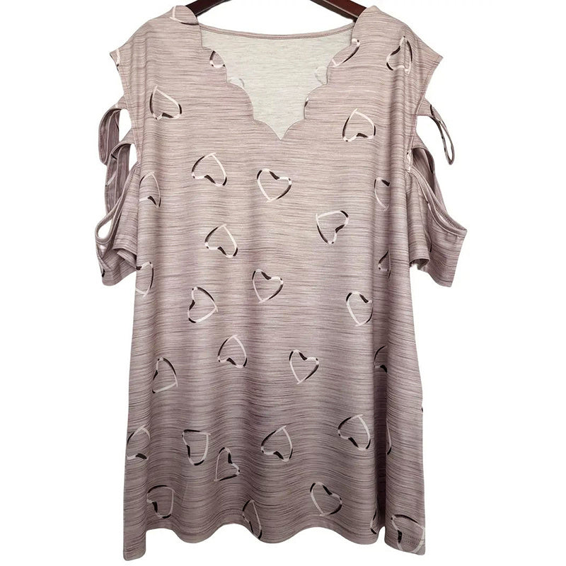 Hollow Out Short Sleeve Tops