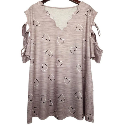 Hollow Out Short Sleeve Tops
