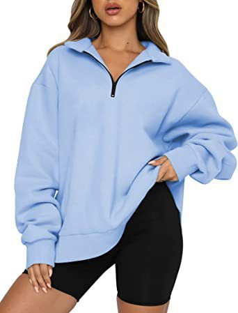 Sweatshirts Zip Turndown Collar