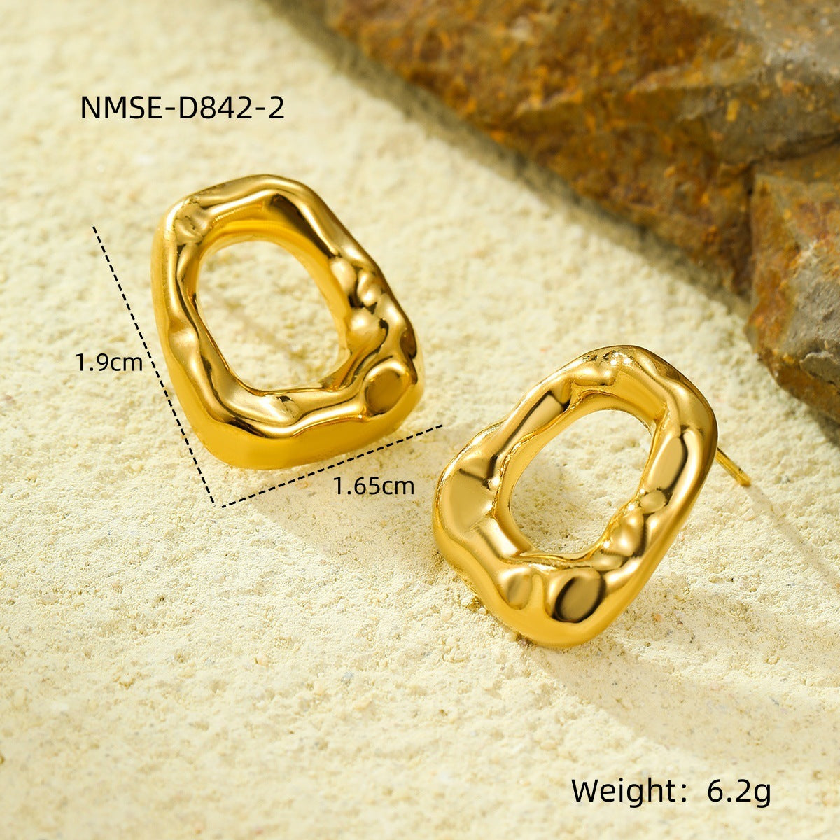 Exaggerated Titanium Steel Earrings 18K Gold Plating Non-fading