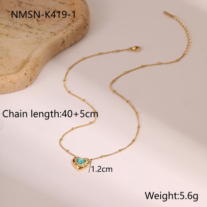 Heart-shaped Natural Stone Pendant Necklace