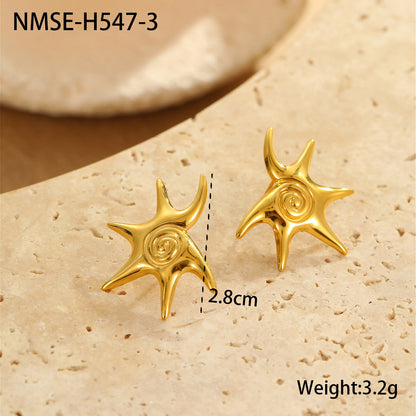 Exaggerated Titanium Steel Earrings 18K Gold Plating Non-fading