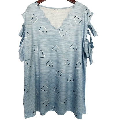 Hollow Out Short Sleeve Tops