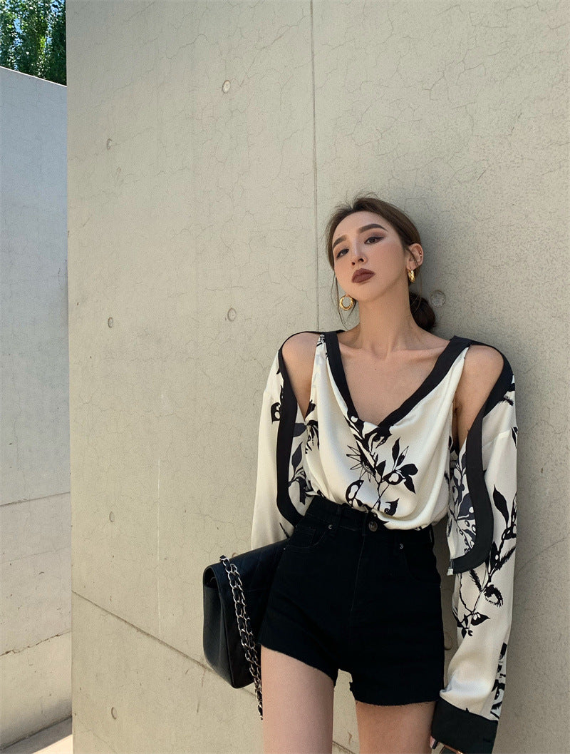 Off-shoulder Floral Shirts