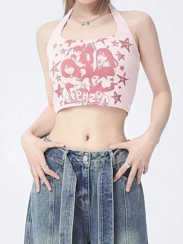 Halterneck Vest Sling Crop Top