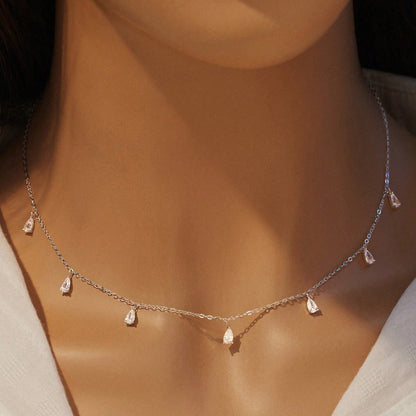 Gentle Drop-shaped Artificial Zircon Necklace