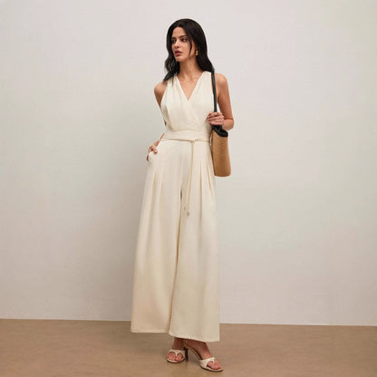 V-neck Sleeveless Casual Jumpsuit