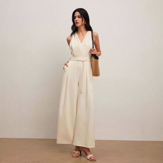 V-neck Sleeveless Casual Jumpsuit