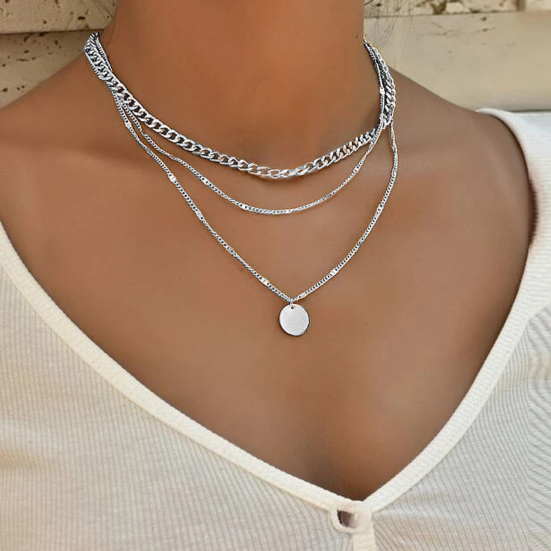 Disc Pendant Clavicle Necklace Chains