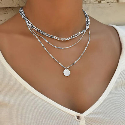 Disc Pendant Clavicle Necklace Chains