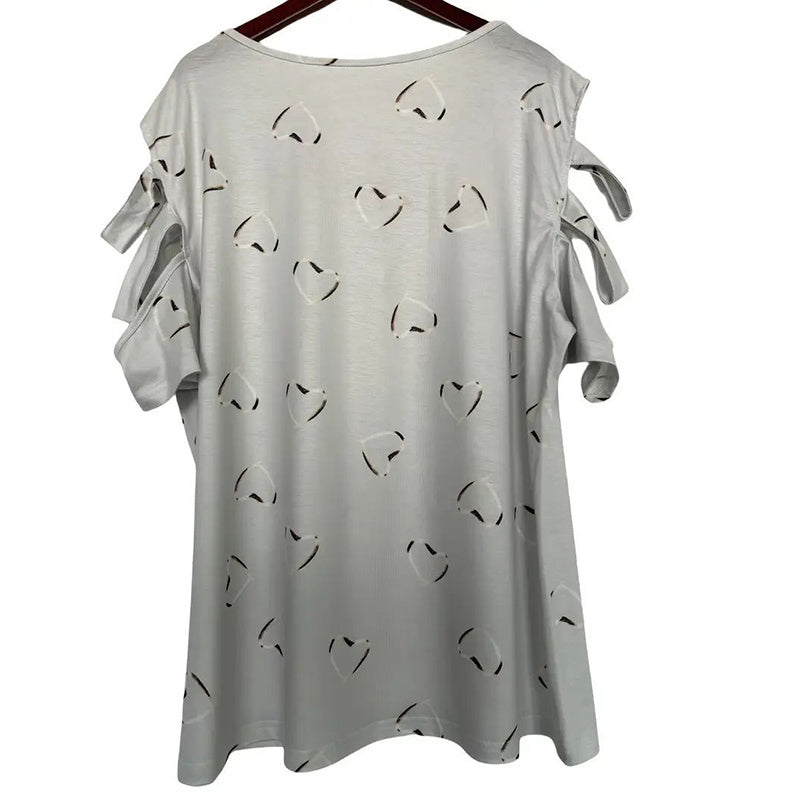 Hollow Out Short Sleeve Tops