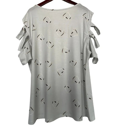 Hollow Out Short Sleeve Tops