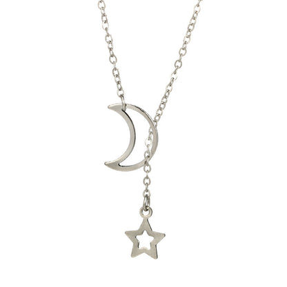 Fashion Simple Personality European And American Moon Star Necklace Alloy Long Star Pendant Female Models