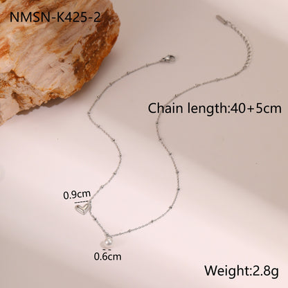 Ins Fashion Pearl Heart Pendant Clavicle Chain