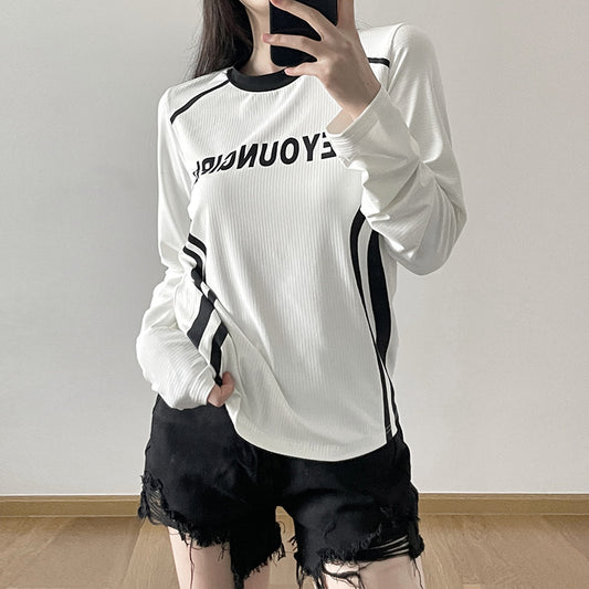 Letter Print Casual Knitted Shirt