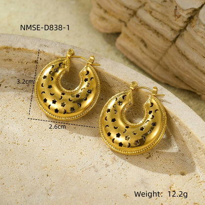 Exaggerated Titanium Steel Earrings 18K Gold Plating Non-fading