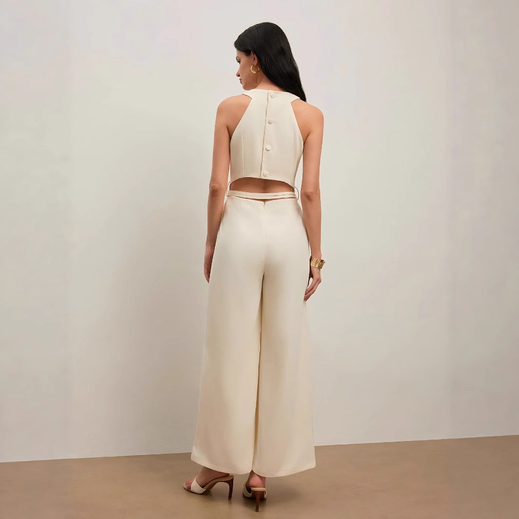 V-neck Sleeveless Casual Jumpsuit