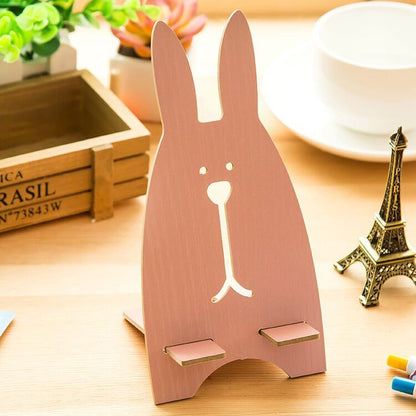 Lazy Desktop Bedside Simple Wooden Cute Cartoon Rabbit Mobile Phone Holder Support Universal Portable