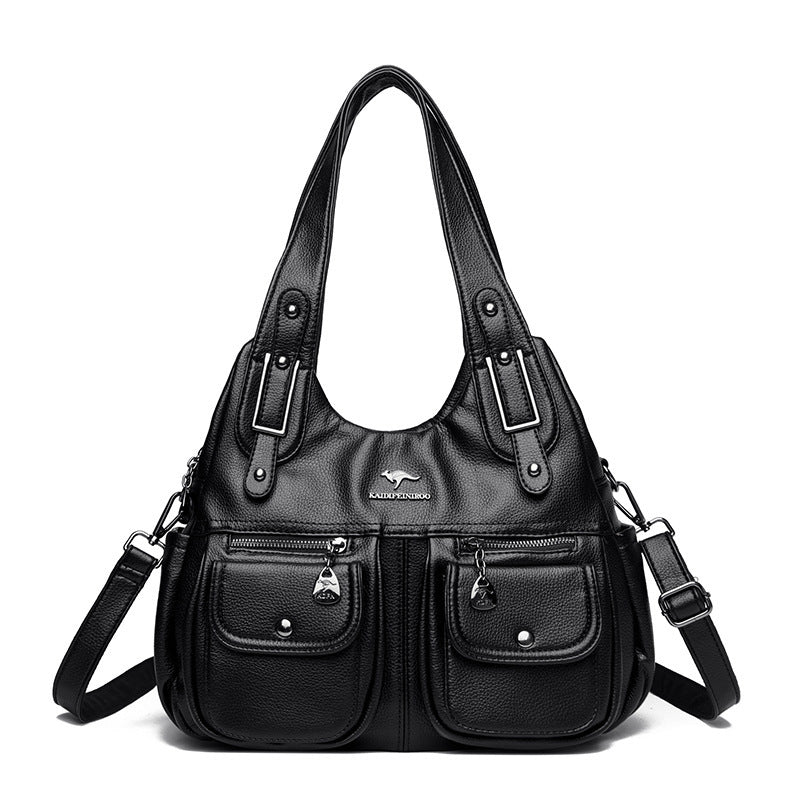 Middle-aged Mom Solid Color Crossbody Handbag