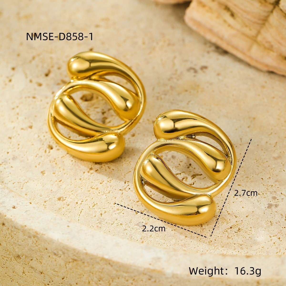Exaggerated Titanium Steel Earrings 18K Gold Plating Non-fading