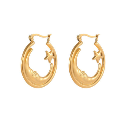 Exaggerated Titanium Steel Earrings 18K Gold Plating Non-fading