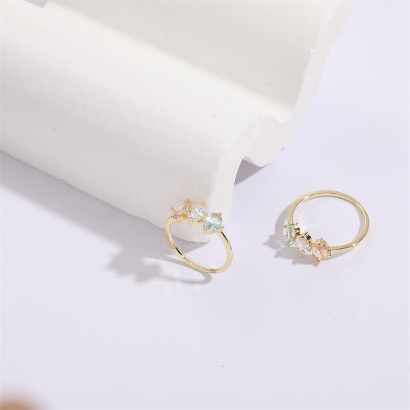 Birthstone Horse Eye Tricolor Zircon Ring