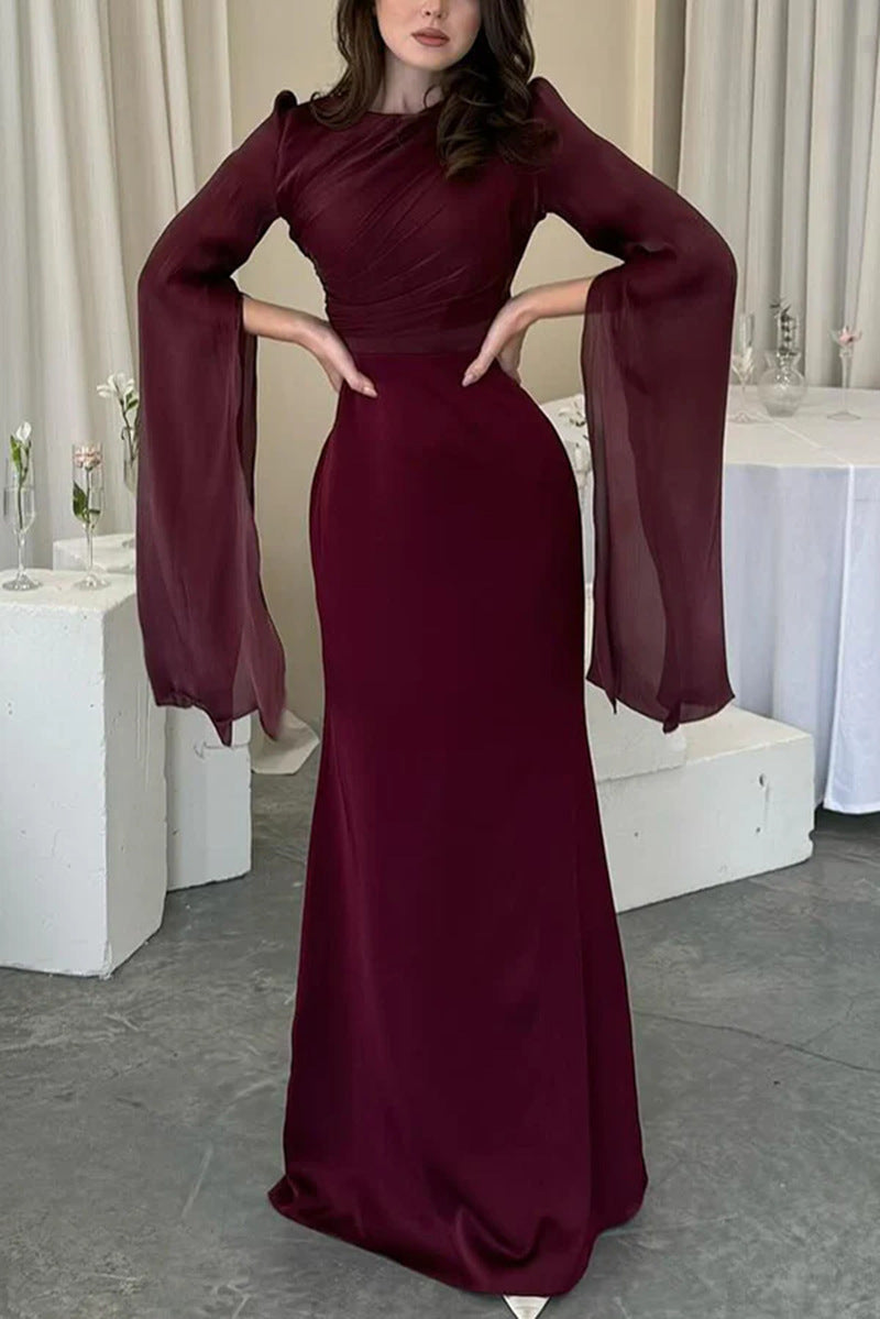 Fashion Temperament Crew Neck Slim Fit Dress