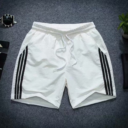 Summer Cool Three-point Pants Men&#039;s Three-bar Sticker Black And White Orange Green Pants With Pocket Three-point Beach Pants Trendy