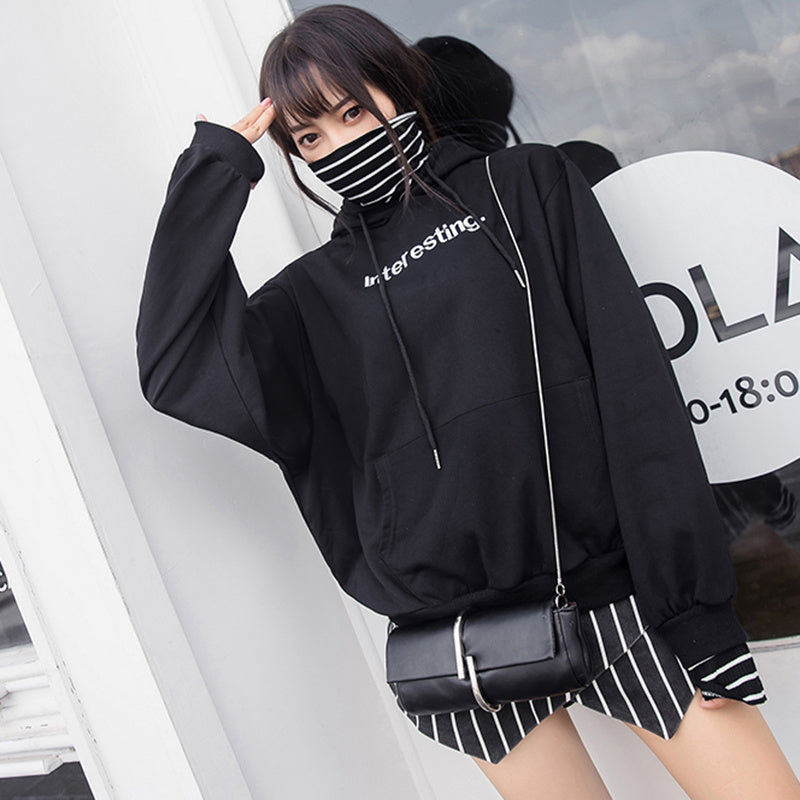 Harajuku striped turtleneck hoodies