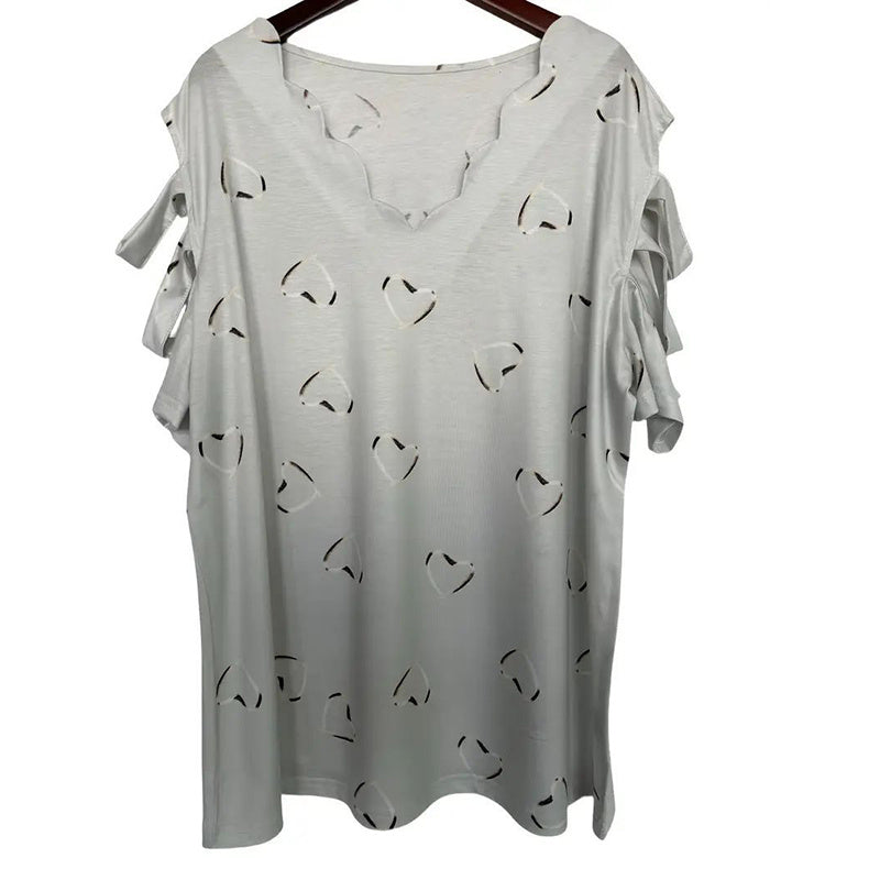 Hollow Out Short Sleeve Tops