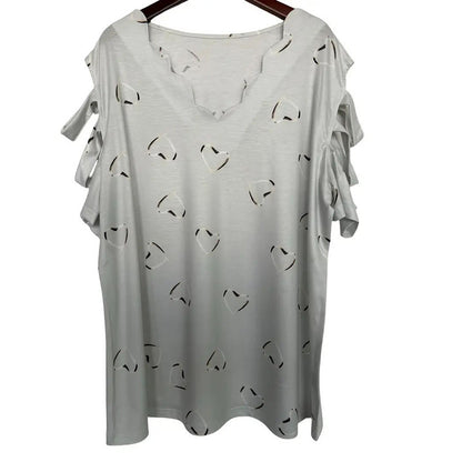 Hollow Out Short Sleeve Tops