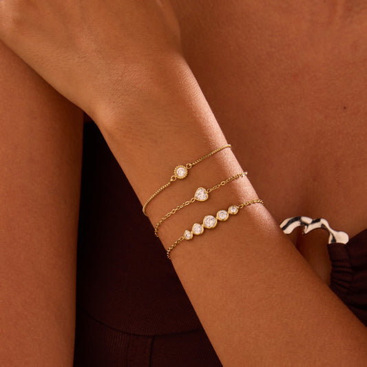 Diamond Zircon Bracelet Gold Plated Stainless Steel