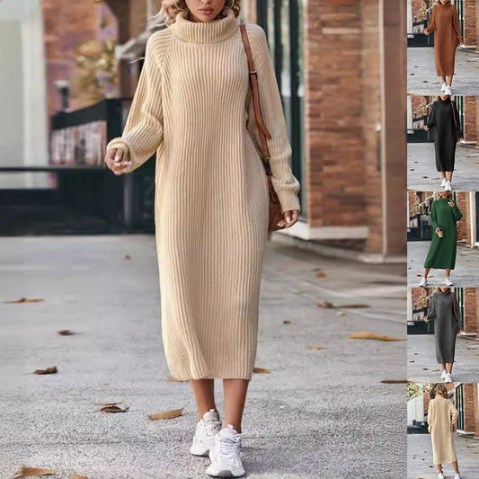 Turtleneck Knitted Sweater Dress