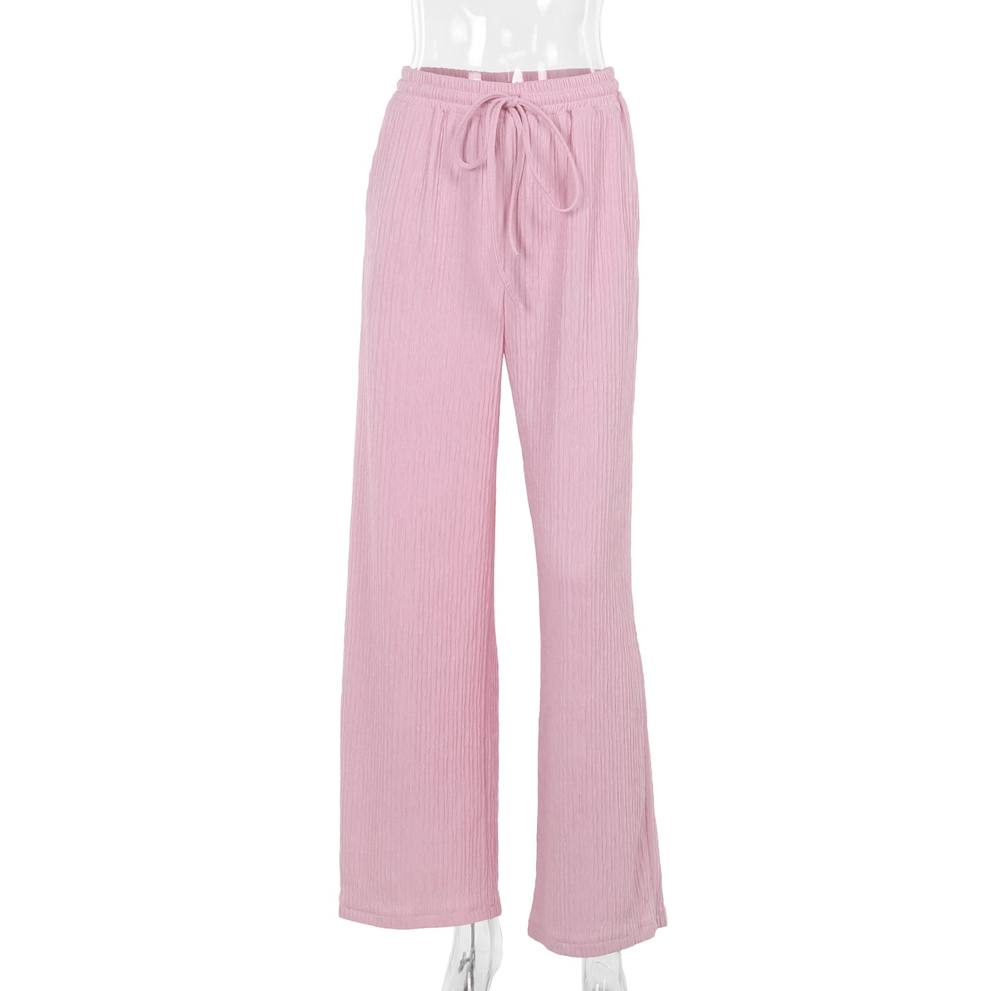 Drawstring Lace-up Small Wrinkle Trousers For Women