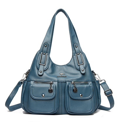 Middle-aged Mom Solid Color Crossbody Handbag