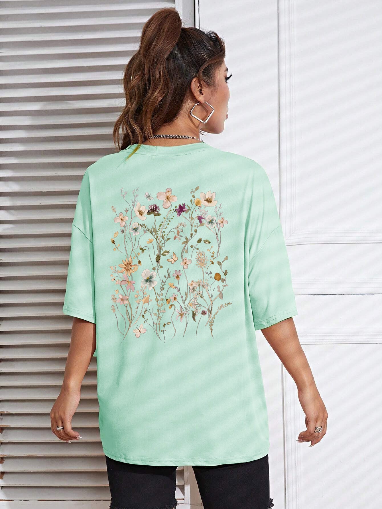 Beautiful Flower Clusters Print Cotton T-shirts