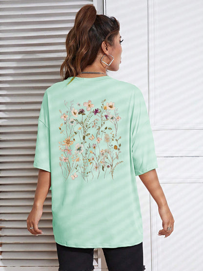 Beautiful Flower Clusters Print Cotton T-shirts