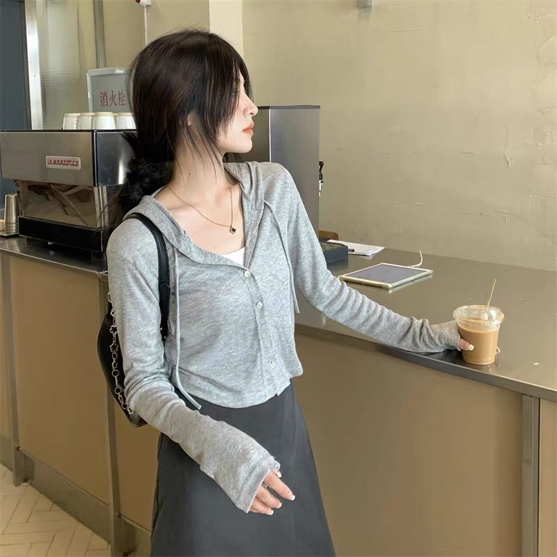 Sun Protection Cardigan Female Summer Small Slim-fit Hood Jacket Long-sleeved