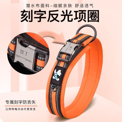 Pet Collar Adjustable Size Night Reflective Webbing Space Cotton Breathable Pet Collar