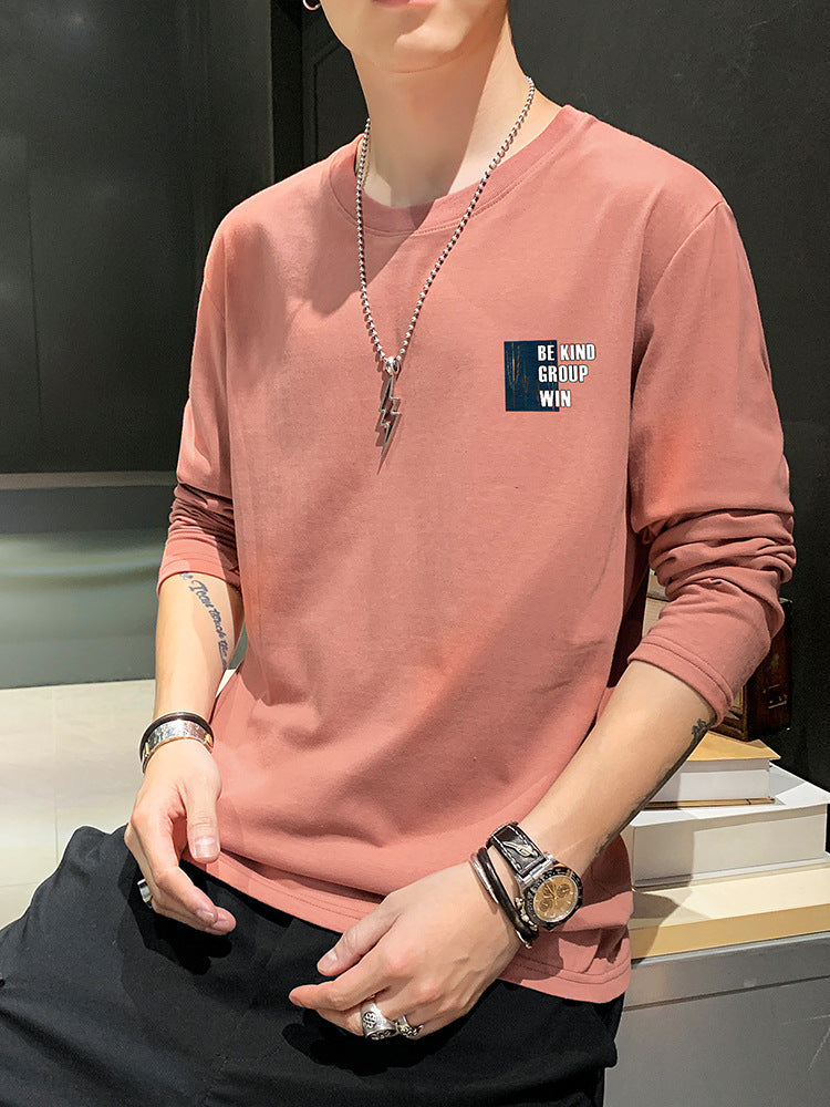 Men&amp;amp;#039;s T-shirt Long-sleeved Thin Section Autumn Jacket Outerwear Men&amp;amp;#039;s Spring And Autumn Style Trendy Brand Bottoming Shirt Dark Gray