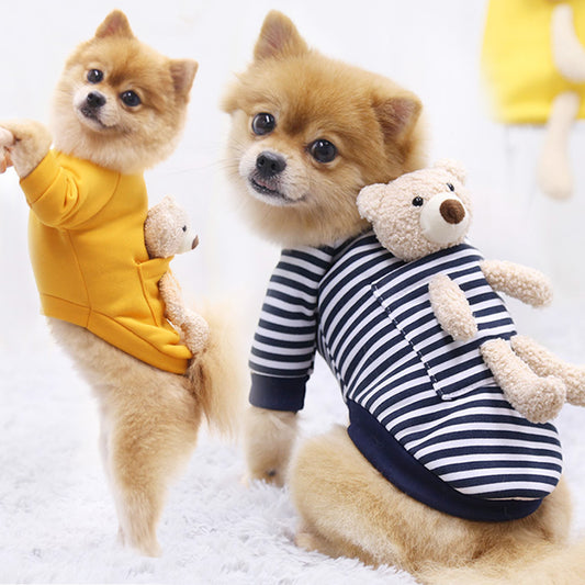 Internet Celebrity Pocket Bear Dog Cat Guard Clothes Autumn And Winter Plus Fleece Small Dog Warm Pet Supplies