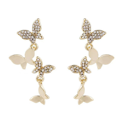 New Women's Temperament Four Butterfly Copper Earrings