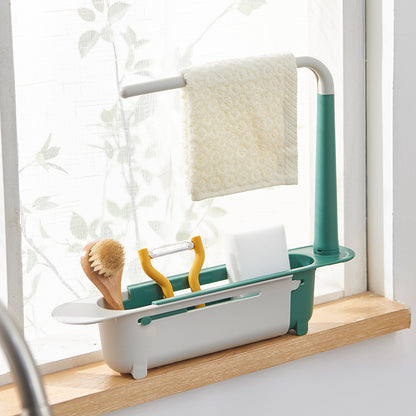 Kitchen Telescopic Sink Racks Multifunctional Tableware Drain Dish Rack Countertop Sink Storage Rack Dish Drain Rack