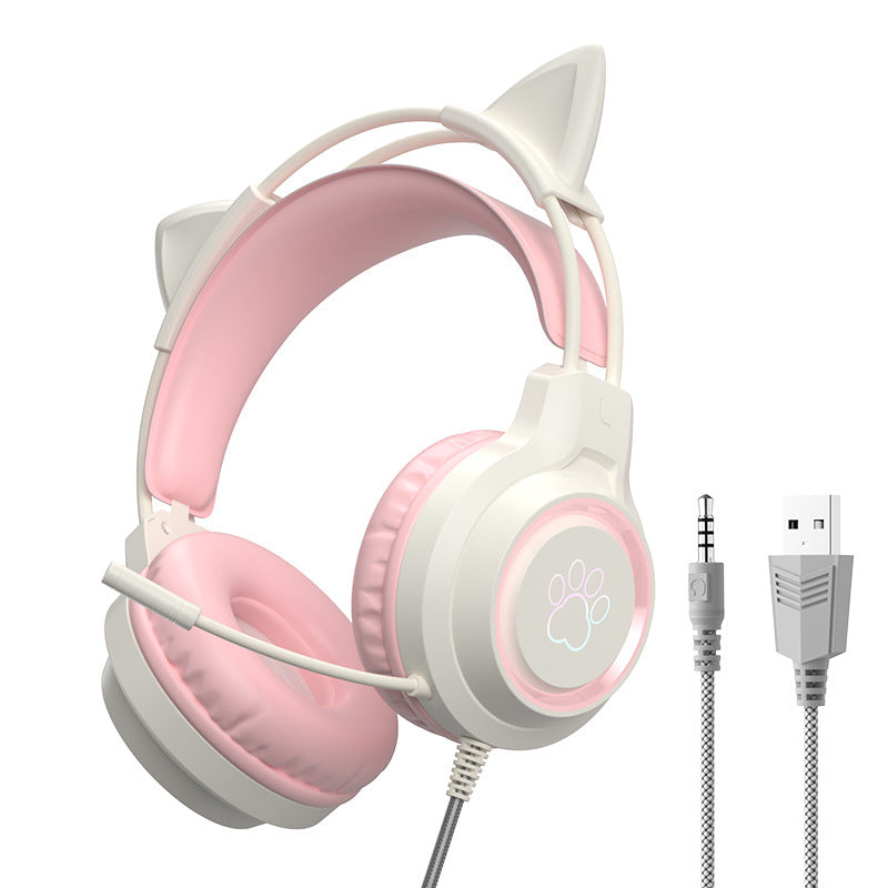Cat EarE-sports Headset Student Computer Headset Head-mounted Wired Gaming Headset